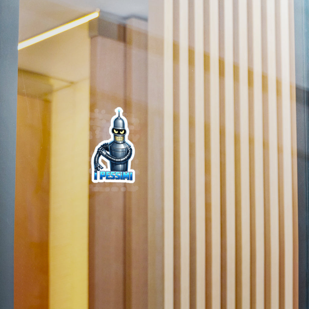 Pessimist Robot Vinyl Sticker — Funny Bender-Inspired Kiss-Cut Decal